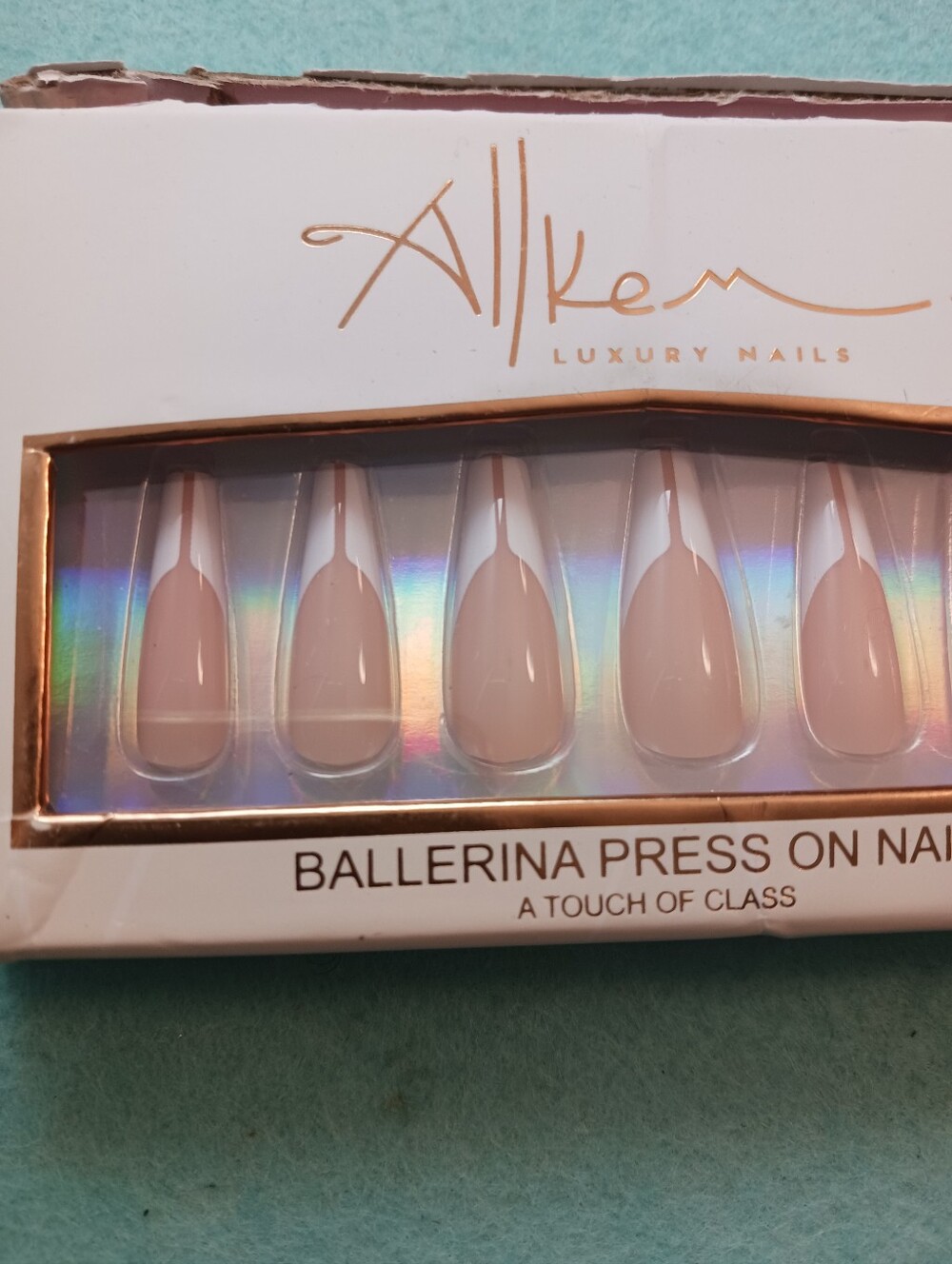 Allkem Ballerina White French  Press-On Nails Kit Full Cover New Damaged Box